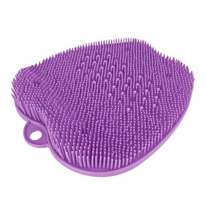 Covoras pentru baie sau dus, 2 in 1 din silicon pentru masaj, antiaderent, functie Masaj Picioare, Curatare spate, Neo™ Bath®, 30 x 30, Mov