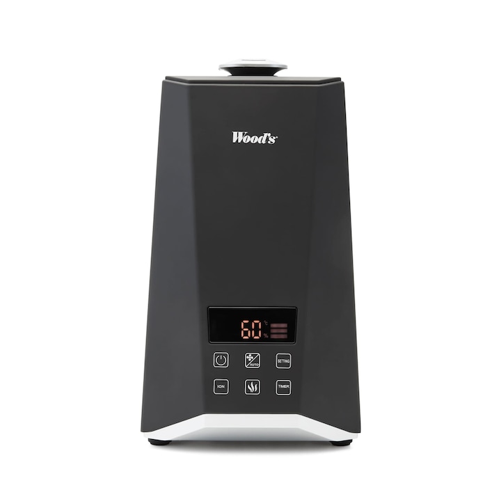 Umidificator de aer si Difuzor de aroma Air & Me Clarence, WiFi, Ionizare, Rata umidificare 350 ml/h, Vapori calzi/reci