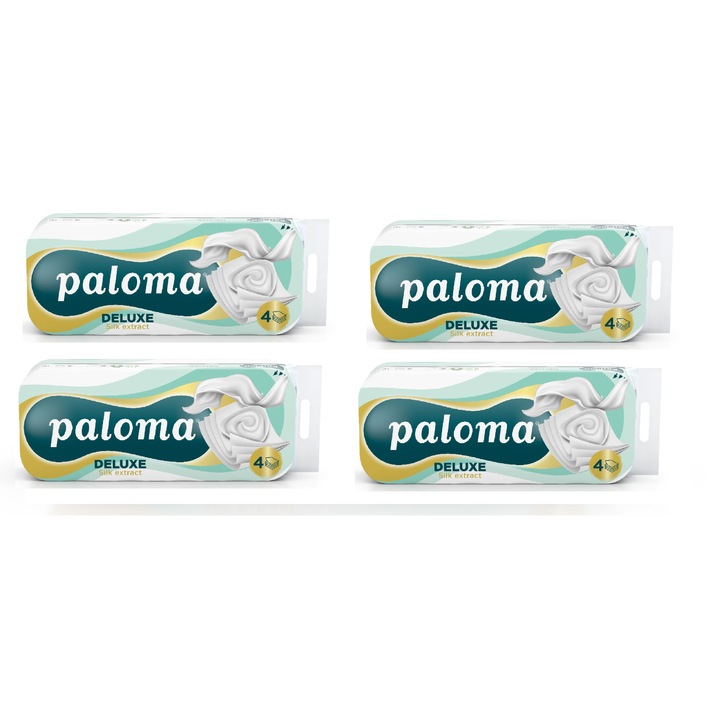 Pachet hartie Igienica Paloma Deluxe Silk Extract,10 role pe set, 4 straturi, 4 x 10 role