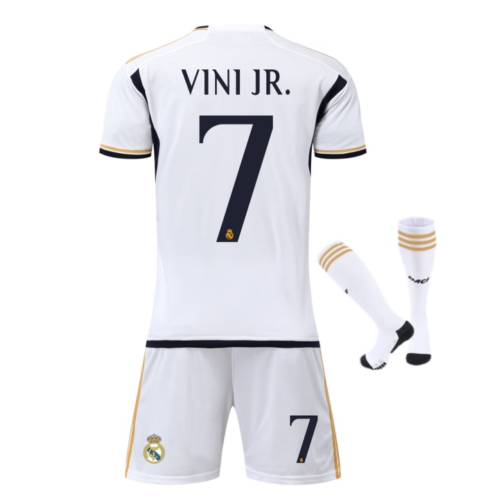 Спортна екипировка Real Madrid Vinicius, Детски футболни фланелки, Полиестер, Бял