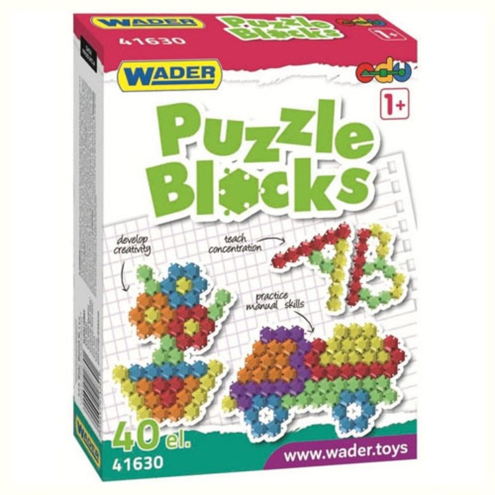 Set puzzle constructie, Wader, 40 piese, Plastic, Multicolor