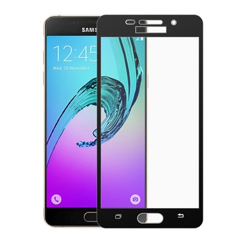 Folie din sticla temperata full size OkMore pentru Galaxy A3 2016, negru Folie din sticla temperata full size OkMore pentru Galaxy A3 2016, negru