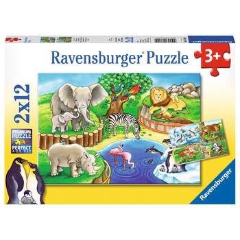 Puzzle Ravensburger - Zoo, 2 in 1, 2x12 piese Puzzle Ravensburger - Zoo, 2 in 1, 2x12 piese