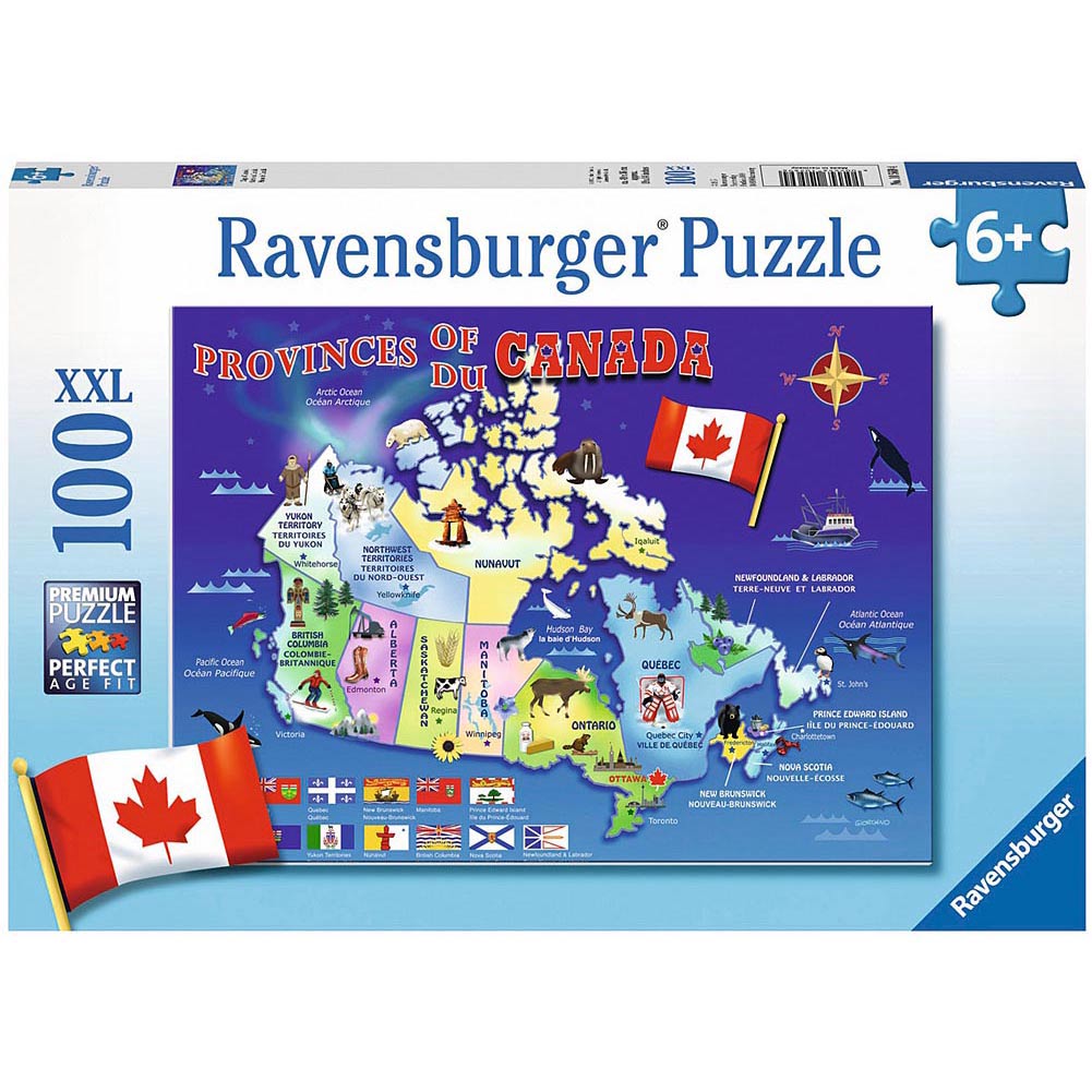 Puzzle Ravensburger XXL - Harta Canadei, 100 piese