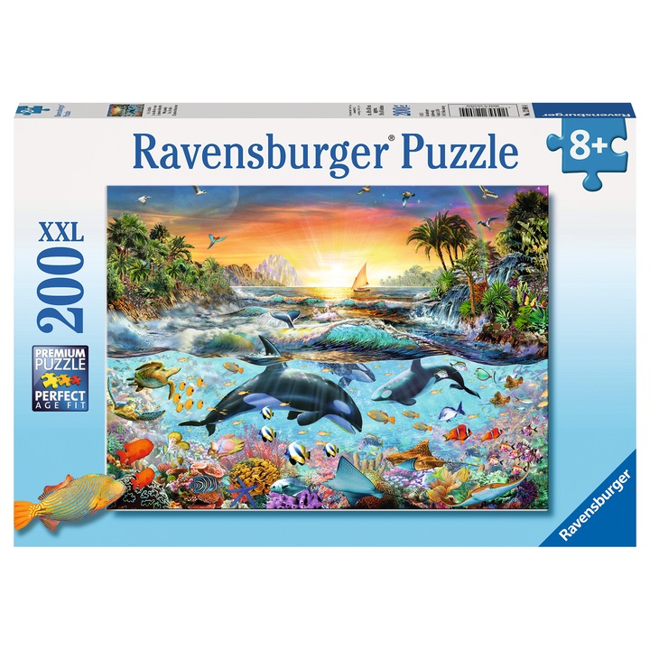 Puzzle Ravensburger XXL - Paradisul delfinilor, 200 piese