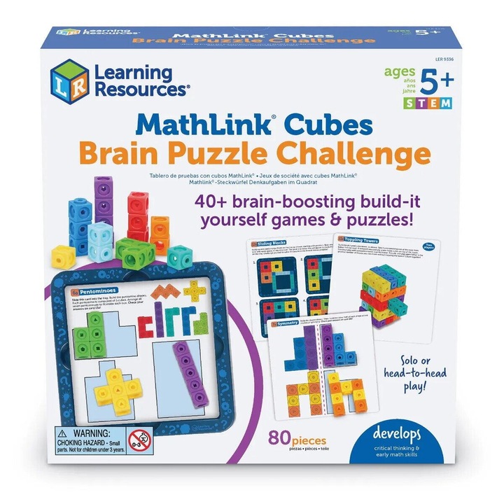 Joc educativ Learning Resources, MathLink: Provocari pentru minti geniale, +5 ani, lb. engleza