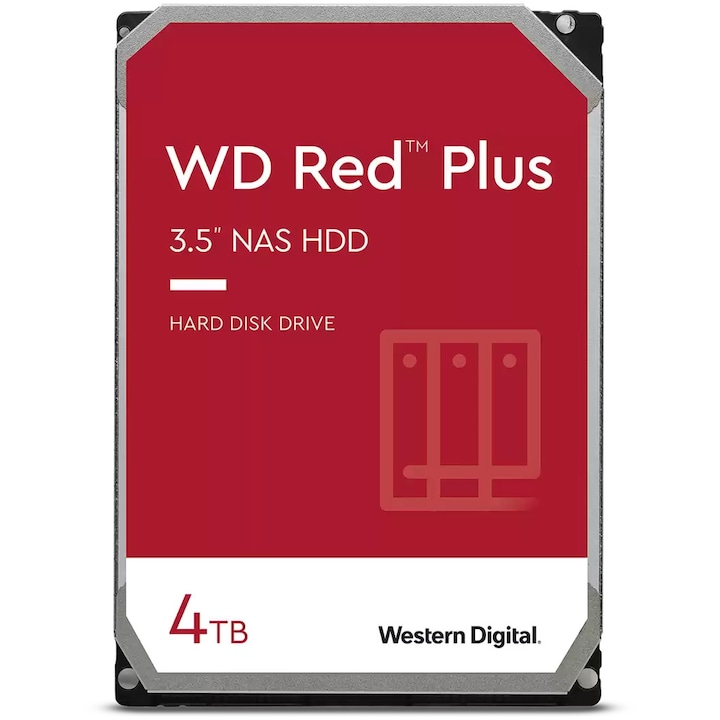 HDD WD Red Plus 4TB, NAS, 5400rpm, 256MB cache, SATA-III, 3.5"