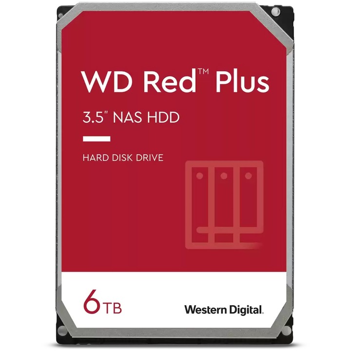 Хард диск WD Red Plus WD60EFPX - Hard drive - 6 TB - internal - 3.5" - SATA 6Gb/s - 5400 rpm - buffer: 256 MB WD60EFPX