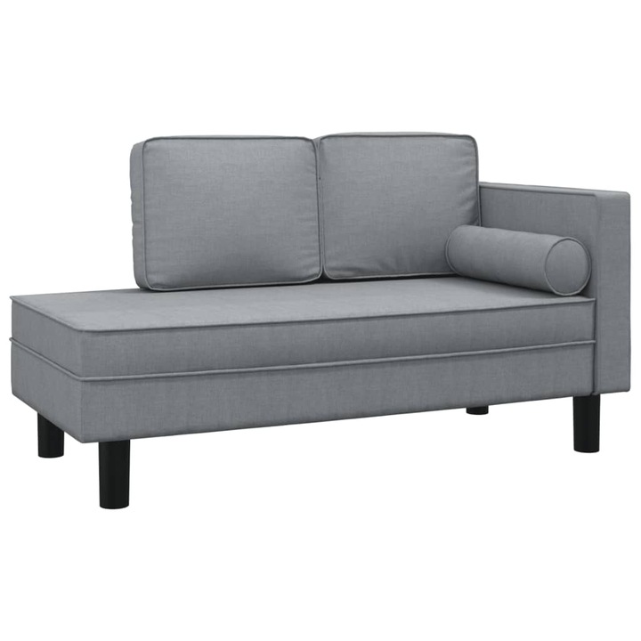 Кушетка с възглавници и болстер vidaXL, Светлосив, Текстил, 10.9 kg, 118 x 60 x 57 см