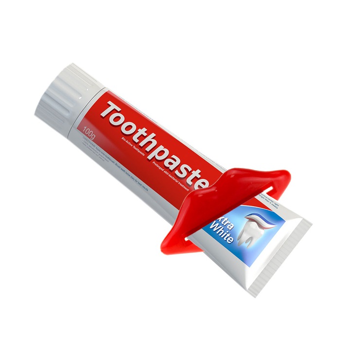 Accesoriu Squeezer tub pasta de dinti, spuma ras, vopsea de par, cosmetice, Red Lips