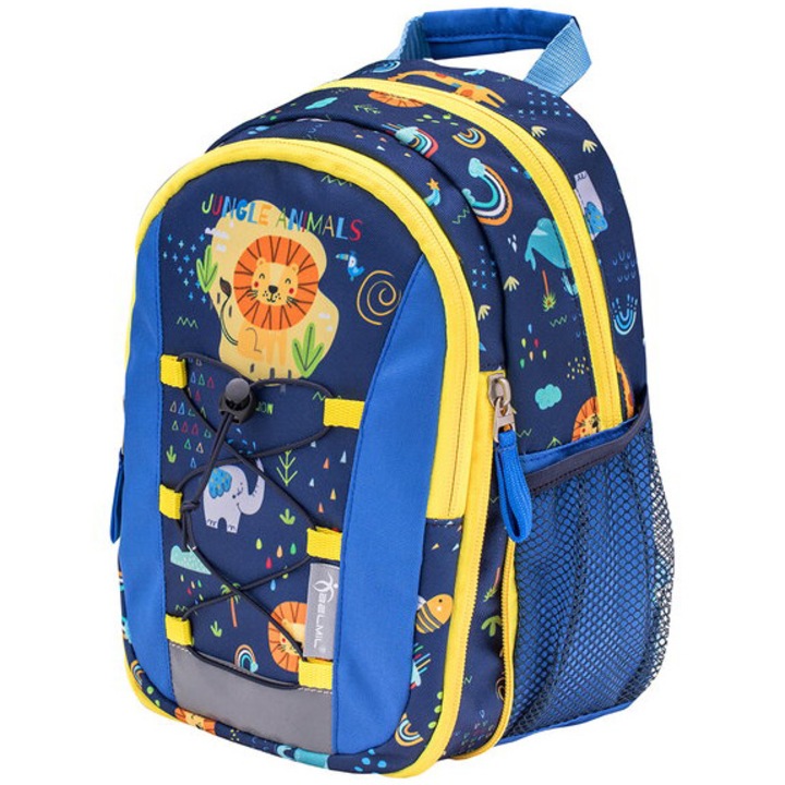 BelMil Mini Kiddy hátizsák, mérete 23 x 20 x 9 + 6 cm, Little Jungle minta