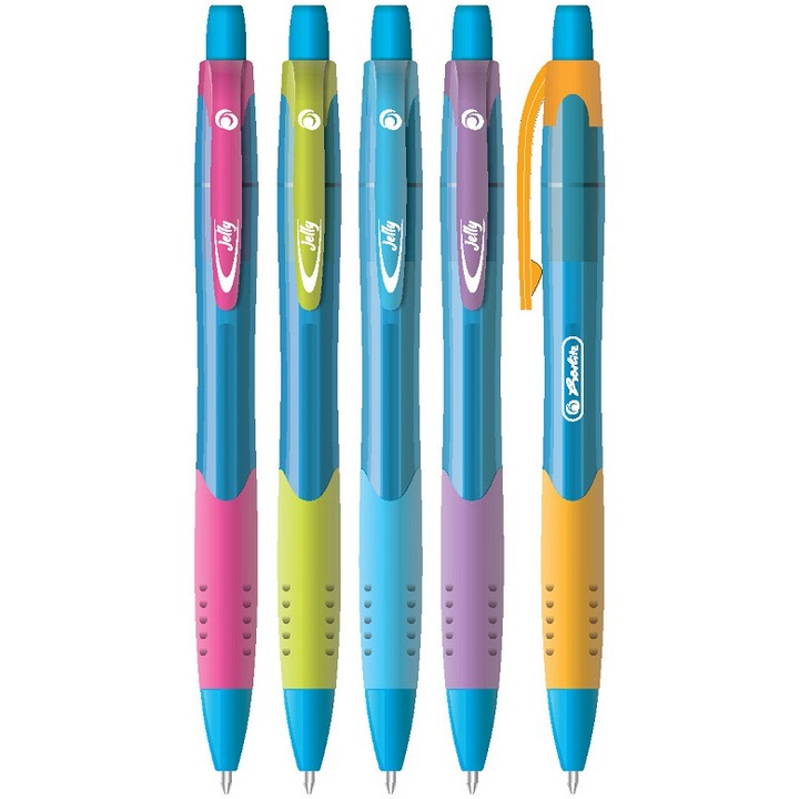 Комплект химикалки Herlitz, С гел, 0,7 мм, 24 броя, Син цвят