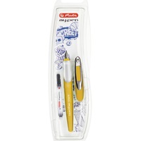 Stilou Herlitz my.pen, penita M, culoare galben mustar/ alb - blister