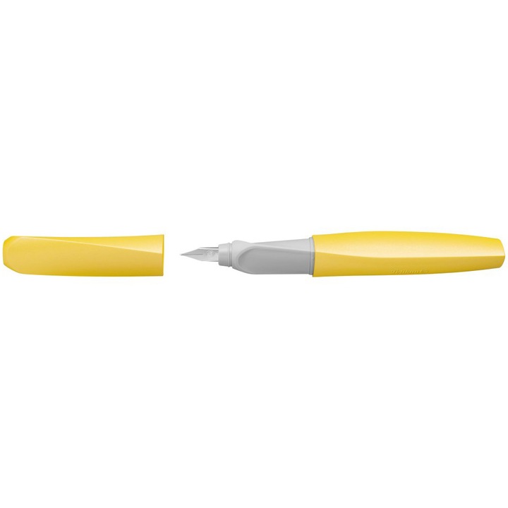 Pelikan Twist toll, M hegyű, ergonomikus markolat, 2 kék utántöltő, sárga