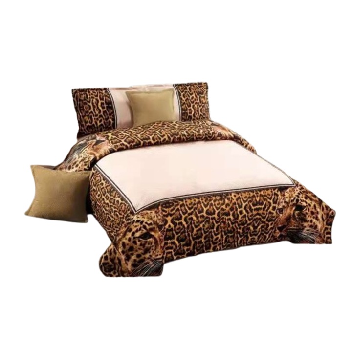 Cuvertura si 4 fete de perne, Catifea, 5 piese, Tiger, 230x230cm