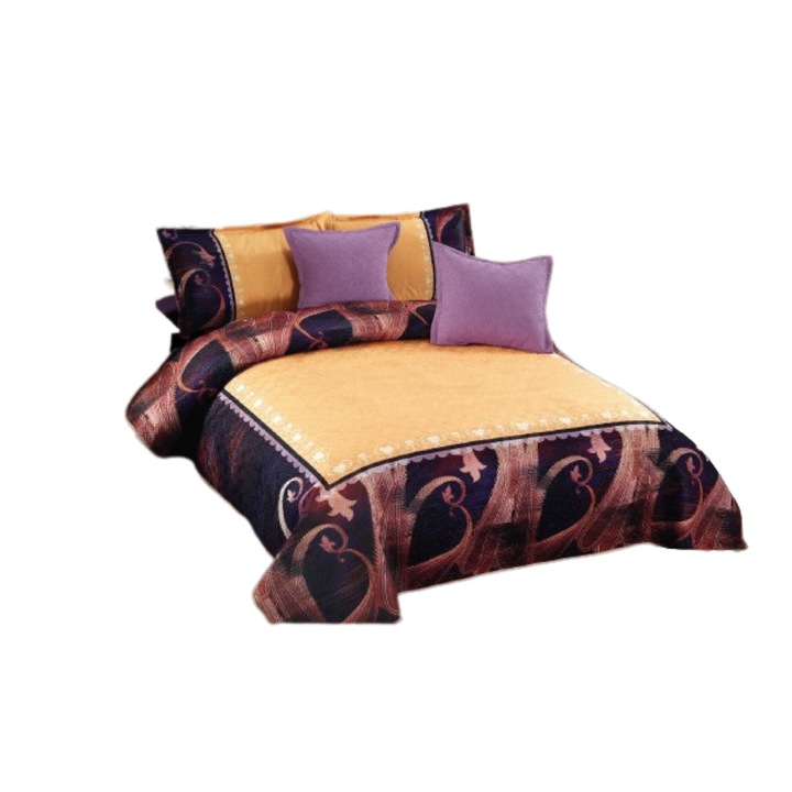 Cuvertura si 4 fete de perne, Catifea, 5 piese, imprimeu Duo, 230x230cm