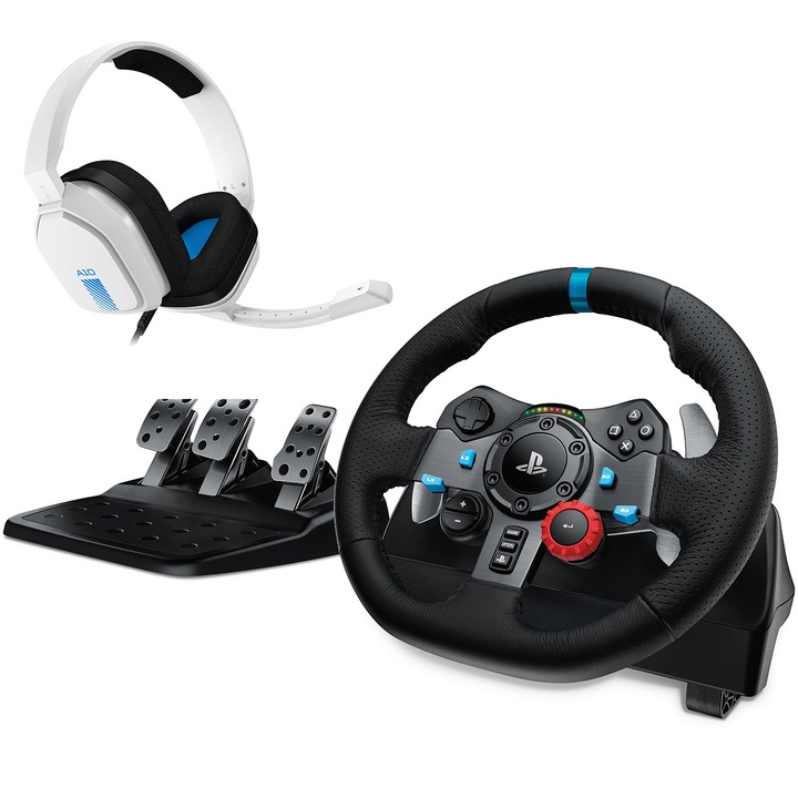 Волан Logitech Driving Force G29 за Playstation 5, Playstation 4, Playstation 3, PC + Слушалки Astro A10