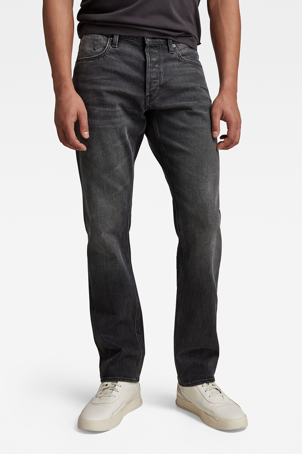 G-STAR, Blugi cu croiala dreapta Mosa, Gri inchis, W33-L32