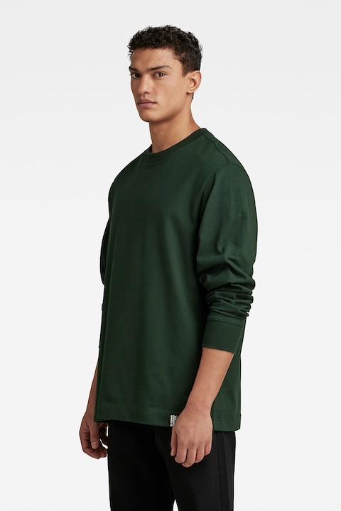 G-Star RAW, Свободна блуза Essential от органичен памук, Тъмнозелен