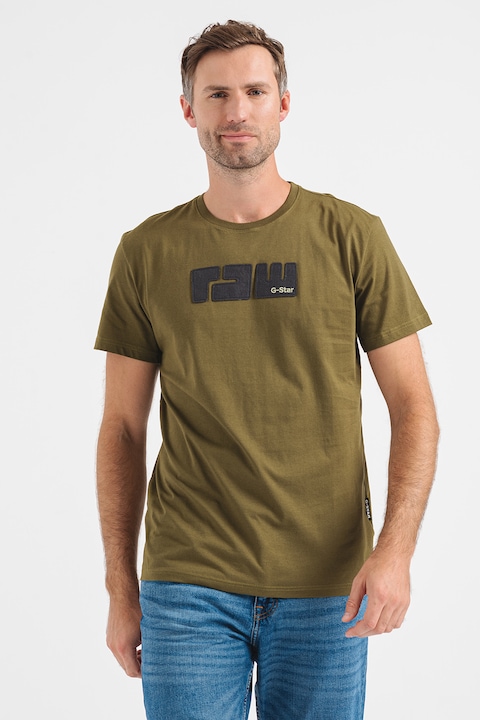 G-Star RAW, Тениска Felt от органичен памук, Маслинено зелено