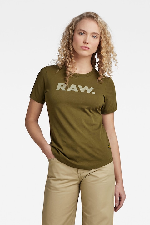 G-Star RAW, Тениска от органичен памук с лого, Армия зелено