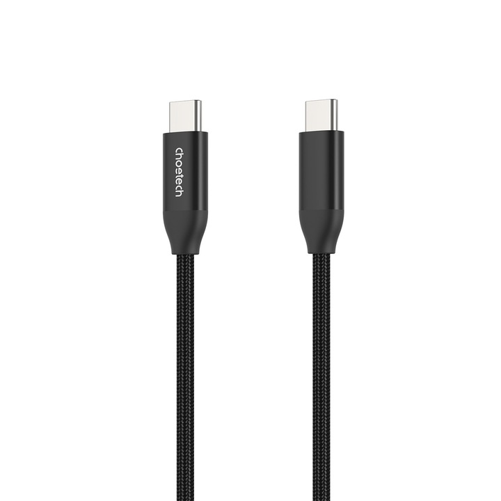 Кабел за зареждане и пренос на данни за телефон, USB Type-C към USB Type-C, PD 3.1, 240W, 2 м дължина, Черен
