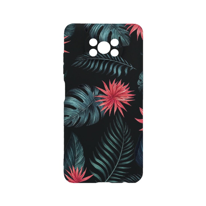 Husa BestCase® Premium Liquid Silicon, Compatibila Cu Xiaomi Poco X3 Pro / Poco X3, Tropical Flowers, SLIM 1.2MM, Microfibra in interior, Antisoc, Protectie Camera, Margini ridicate pentru protectia ecranului, PB 497