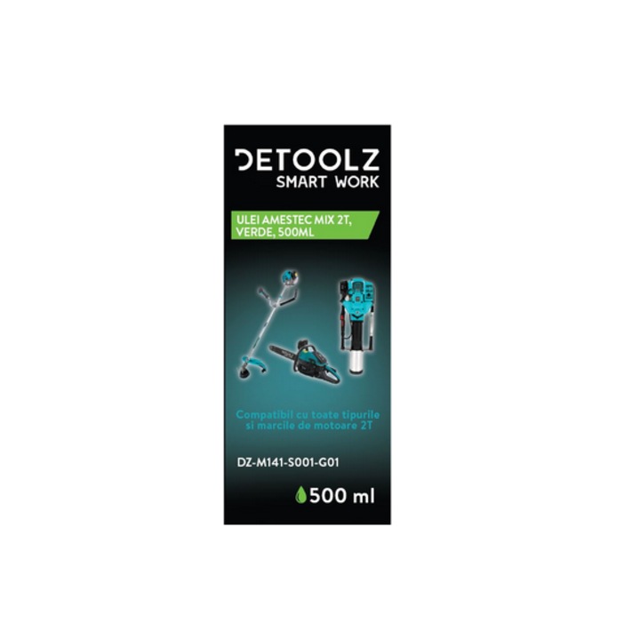 Ulei amestec mix 2T Detoolz, verde, 500 ml