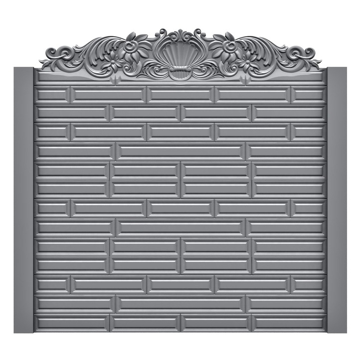 Set matrita gard, panou intreg, 3 matrite mijloc + 1 terminatie + 2 stalpi, model Ciocolata LIS v2, plastic ABS, negru