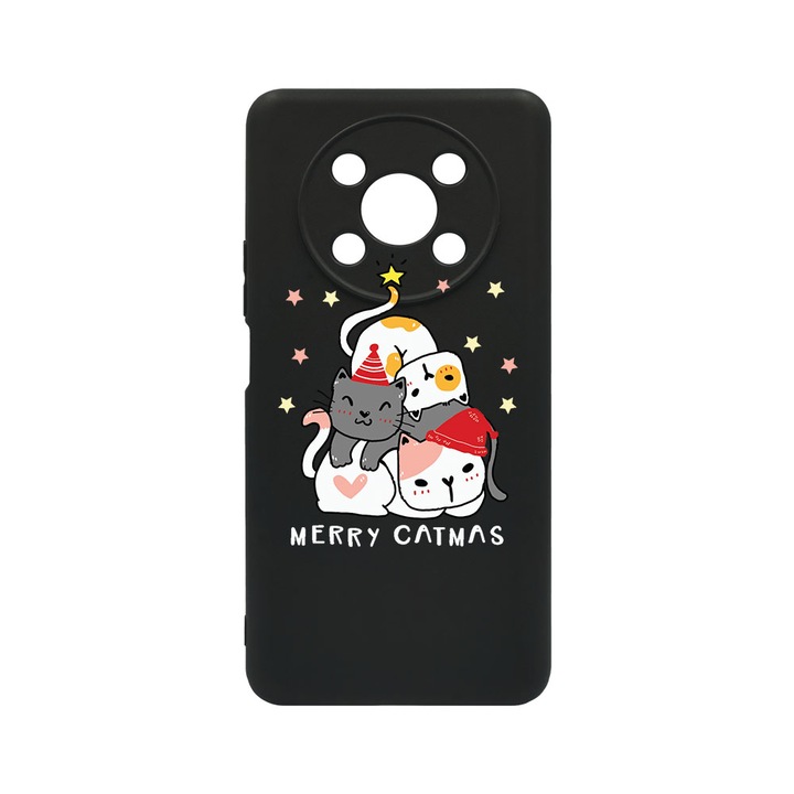 Husa BestCase® Premium Liquid Silicon, Compatibila Cu Honor Magic4 Lite, Merry Catmas, SLIM 1.2MM, Microfibra in interior, Antisoc, Protectie Camera, Margini ridicate pentru protectia ecranului, PB 878