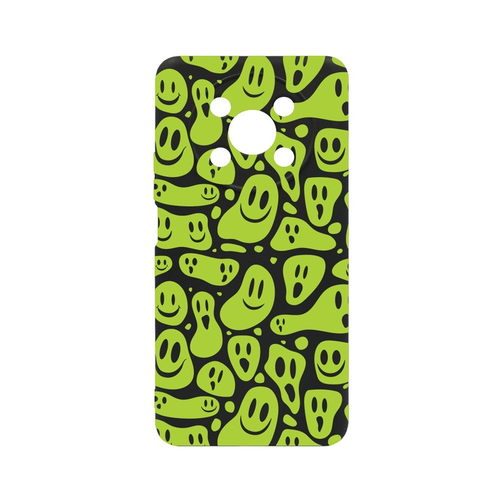 Husa BestCase® Premium Liquid Silicon, Compatibila Cu Honor Magic4 Lite, Green Acid Smiley, SLIM 1.2MM, Microfibra in interior, Antisoc, Protectie Camera, Margini ridicate pentru protectia ecranului, PB 1051