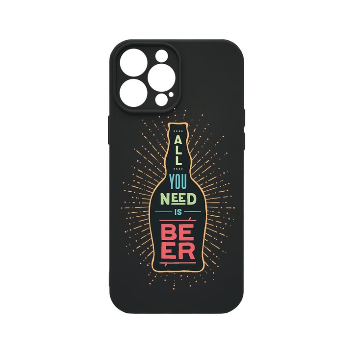 Husa BestCase® Premium Liquid Silicon, Compatibila Cu Apple iPhone 14 Pro, All You Need Is Beer, SLIM 1.2MM, Microfibra in interior, Antisoc, Protectie Camera, Margini ridicate pentru protectia ecranului, PB 790