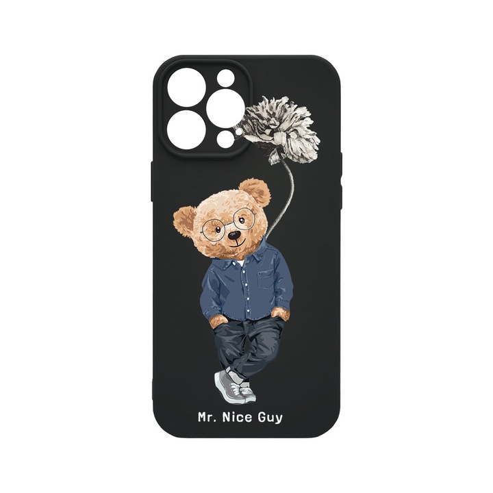 Husa BestCase® Premium Liquid Silicon, Compatibila Cu Apple iPhone 14 Pro, Nice Guy - Teddy Bear, SLIM 1.2MM, Microfibra in interior, Antisoc, Protectie Camera, Margini ridicate pentru protectia ecranului, PB 934