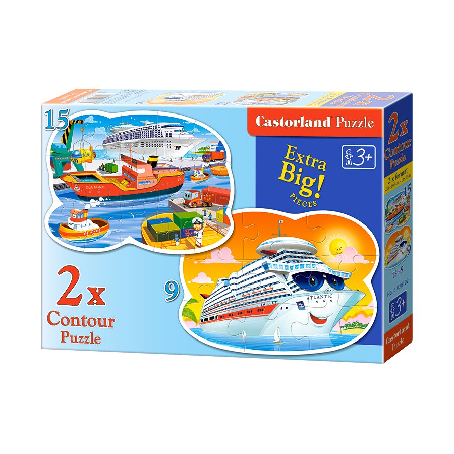 Puzzle 2 in 1 Castorland, Aventuri pe mare, 9, 15 piese
