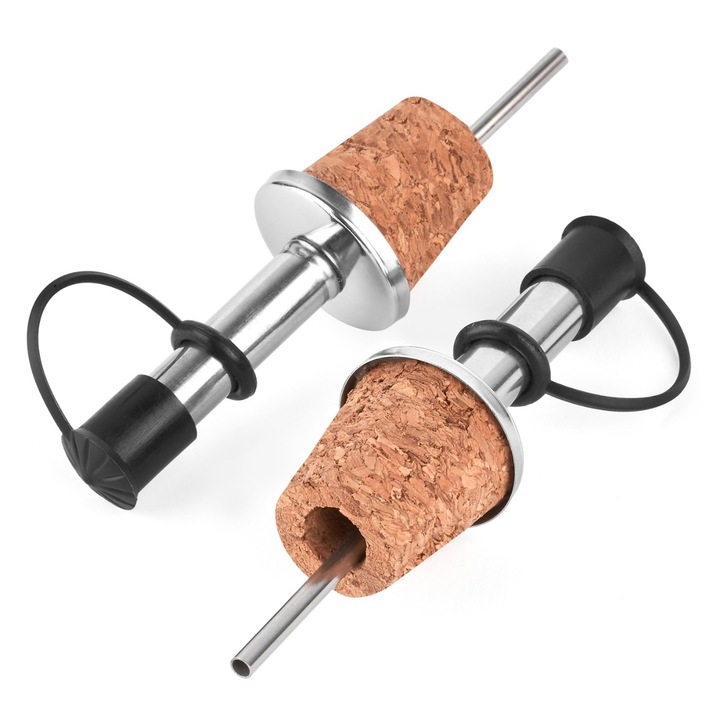 Set 2 turnatoare sticle, Tadar, Pluta/ Inox, 11 x 2.5 cm, Multicolor