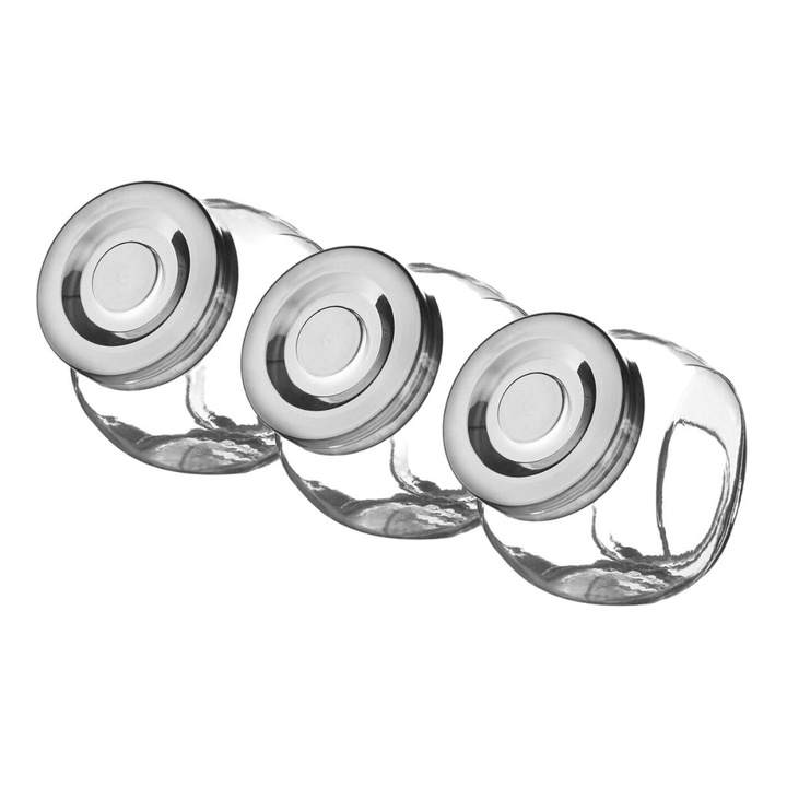 Set 3 recipiente pentru condimente, Tadar, Sticla, 190 ml, Transparent