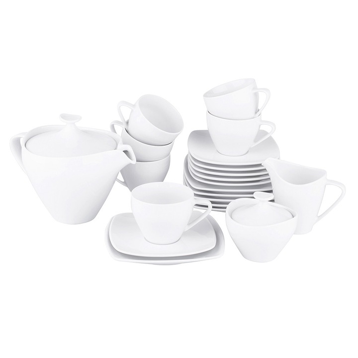 Set pentru cafea, MariaPaula, 21 piese, Alb