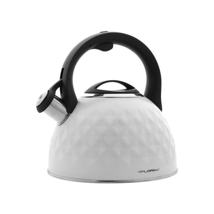Teáskanna, Florina, Diamante, Inox/műanyag, 2,5 L, Fehér