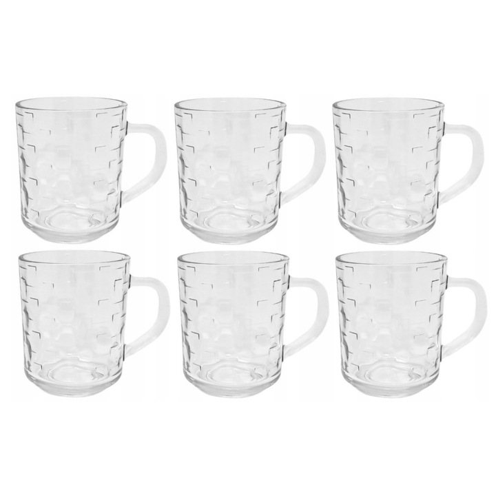 Set 6 cesti din sticla, Cuburi, 250 ml