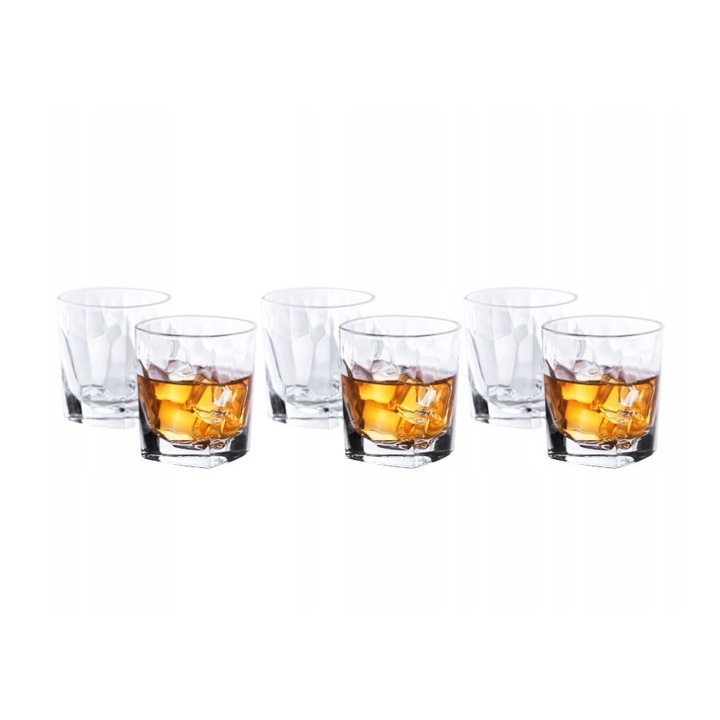 Set 6 pahare whiskey, Altomadesign, Sticla, 280 ml, Transparent