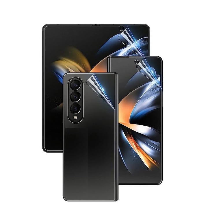 Комплект защитни фолиа, за OnePlus V Fold, вътрешен външен екран и заден капак, прозрачни, силиконови