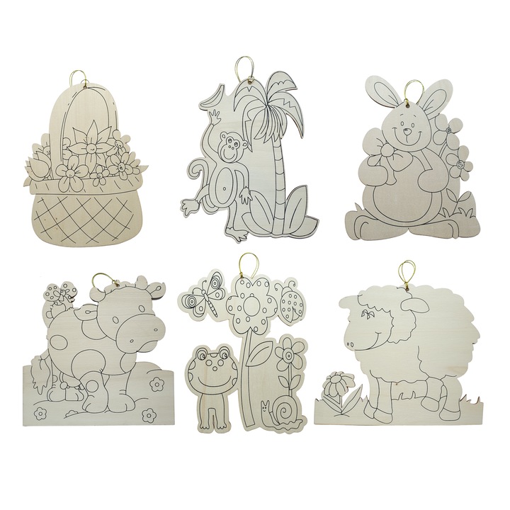 Set 6 planse din lemn pentru pictat, + 3 ani