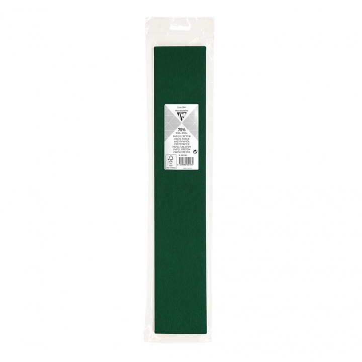 Hartie creponata Clairefontaine, 75% Premium, 2.0 x 0.50 m, Verde Inchis