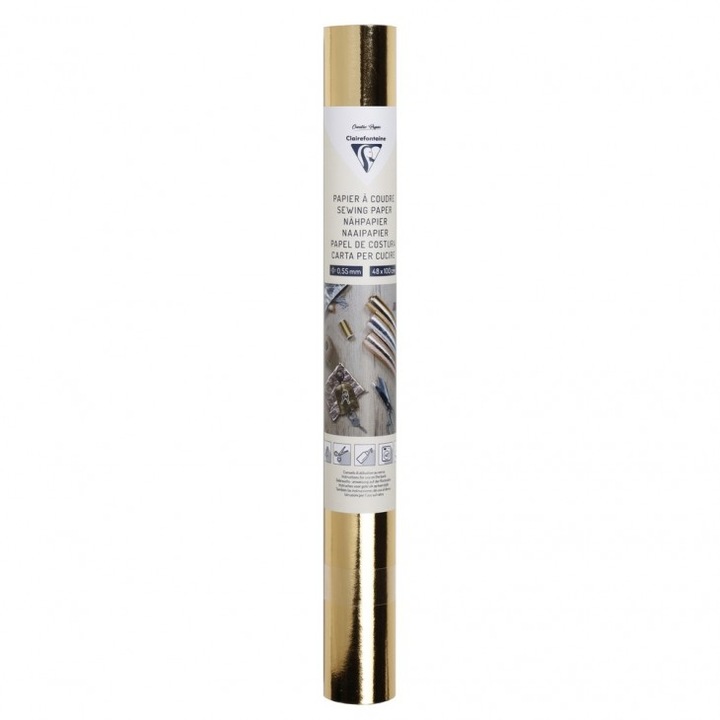 Хартия за шиене Clairefontaine, Сертификат FSC, Ролка 48x100 см, Дебелина 0,55 мм, Златист