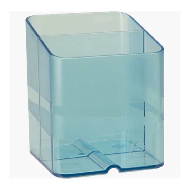 Suport instrumente de scris Exacompta PEN-CUBE ChromaLine, 2 compartimente, Plastic, 74x74x93 mm, Turquoise Translucent