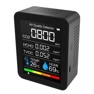 Monitor portabil masurare calitate aer MOSMAOO® 8 in 1, Rezultate in timp real, Masoara CO2, HCHO, TVOC, PM, Temperatura si umiditate, Ecran LCD, Portabil, Negru