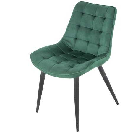 Scaun DENVER Osaka, verde, picioare metalice negre, tapitat, stofa, 53x53x82 cm