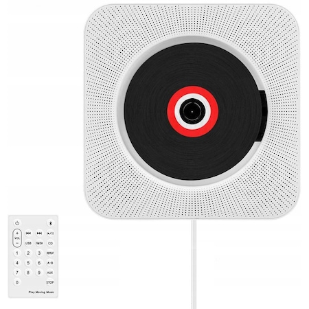 CD player portabil multifunctional actualizat, Bluetooth, Radio FM, HiFi, MP3, USB/AUX, Telecomanda, Alb