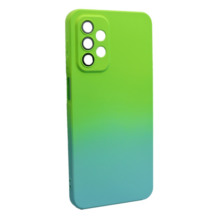 Калъф за телефон, съвместим с Samsung Galaxy A52 4G / A52 5G / A52S, NeonPowder Case, Защитно фолио за фотоапарати, Противоплъзгащо, Против пръстов отпечатък, Градиент, Зелен