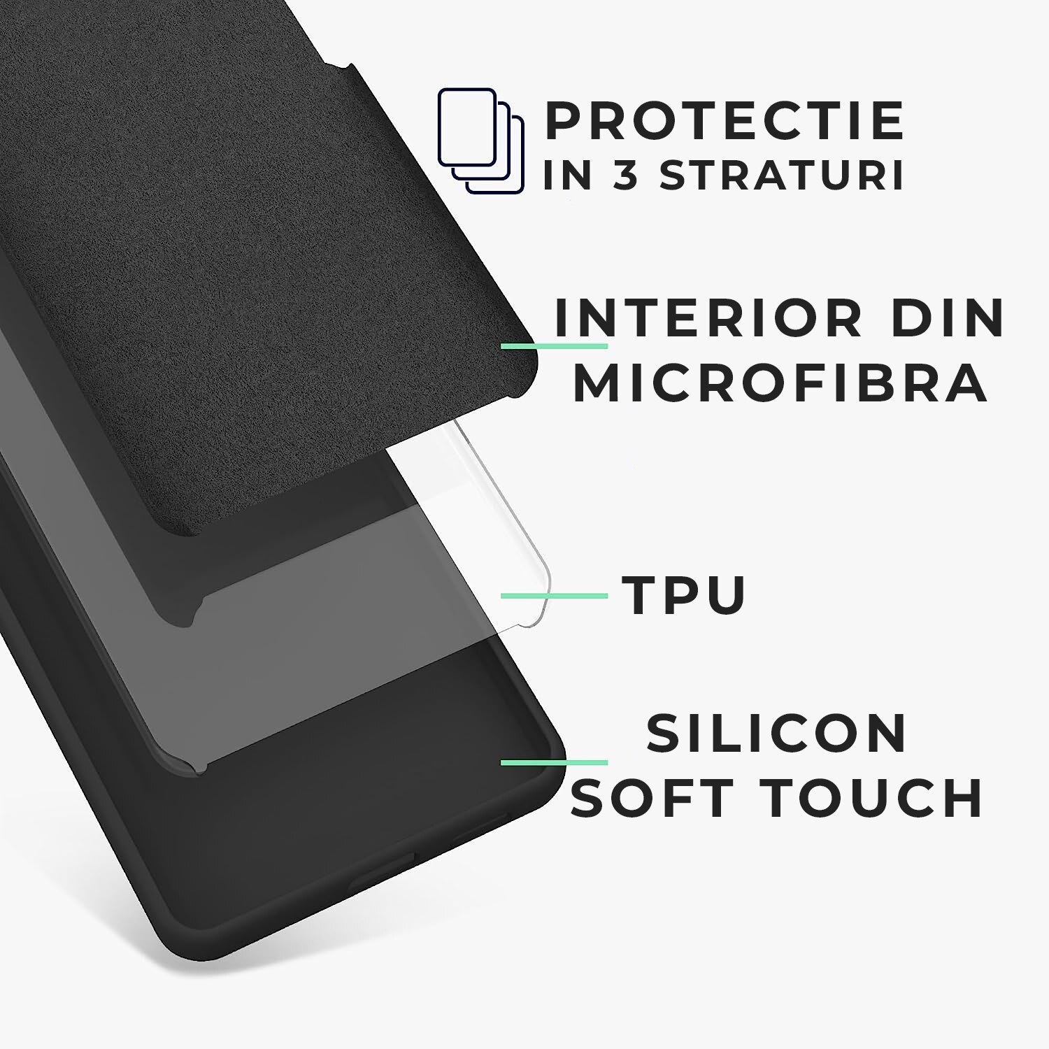 Husa Daden® Soft Silicone compatibila cu XIAOMI Redmi 12C, Interior microfibra, Protectie sporita, Camera Protection, Negru